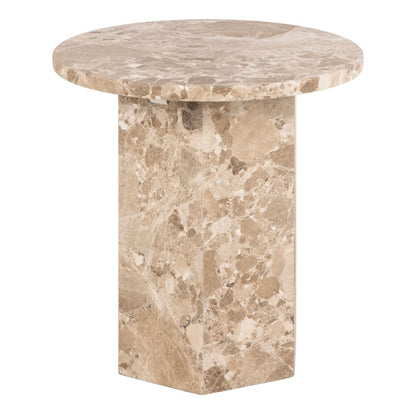 Naxos Round Side Table in Brown Marble 50x50cm