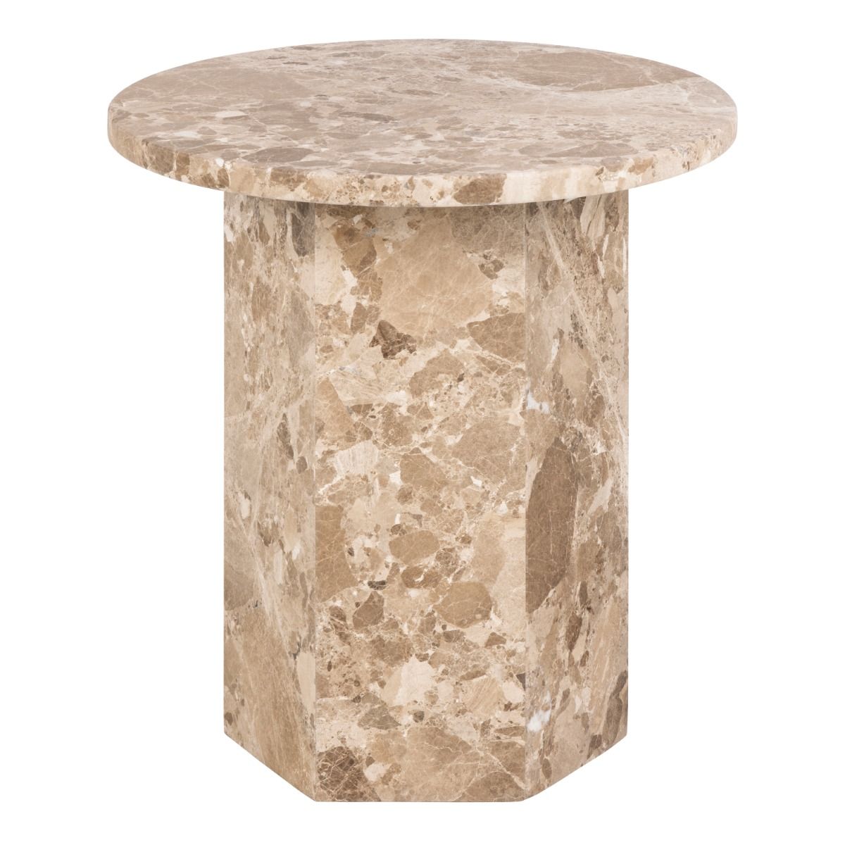 Naxos Round Side Table in Brown Marble 50x50cm
