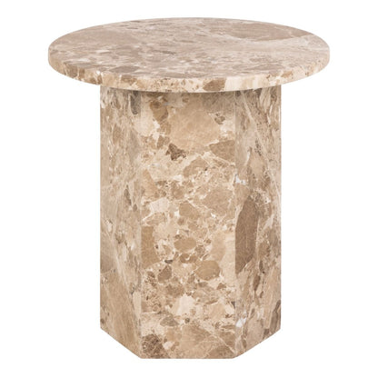 Naxos Round Side Table in Brown Marble 50x50cm