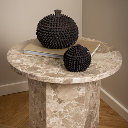 Naxos Round Side Table in Brown Marble 50x50cm