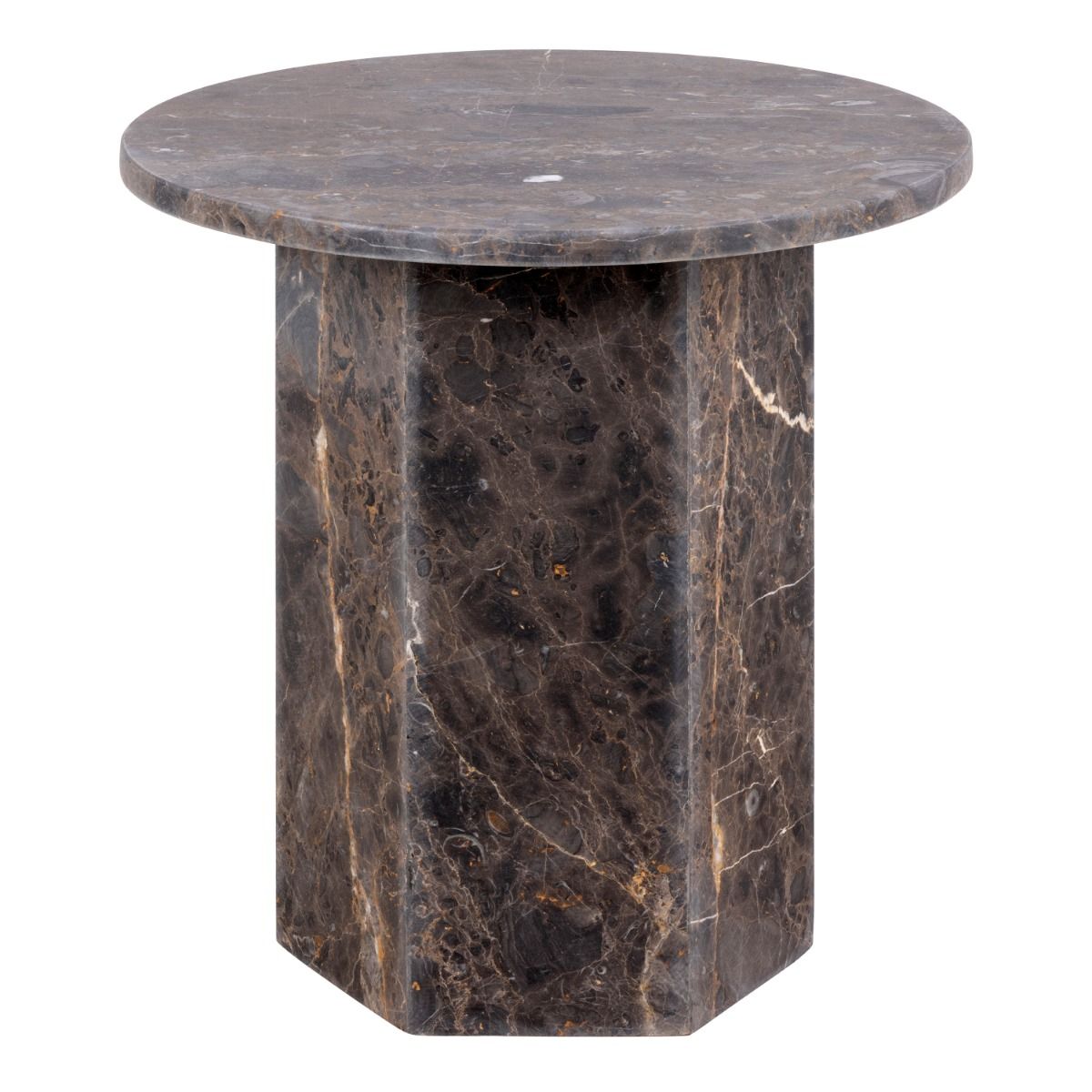 Naxos Round Side Table in Marron Marble