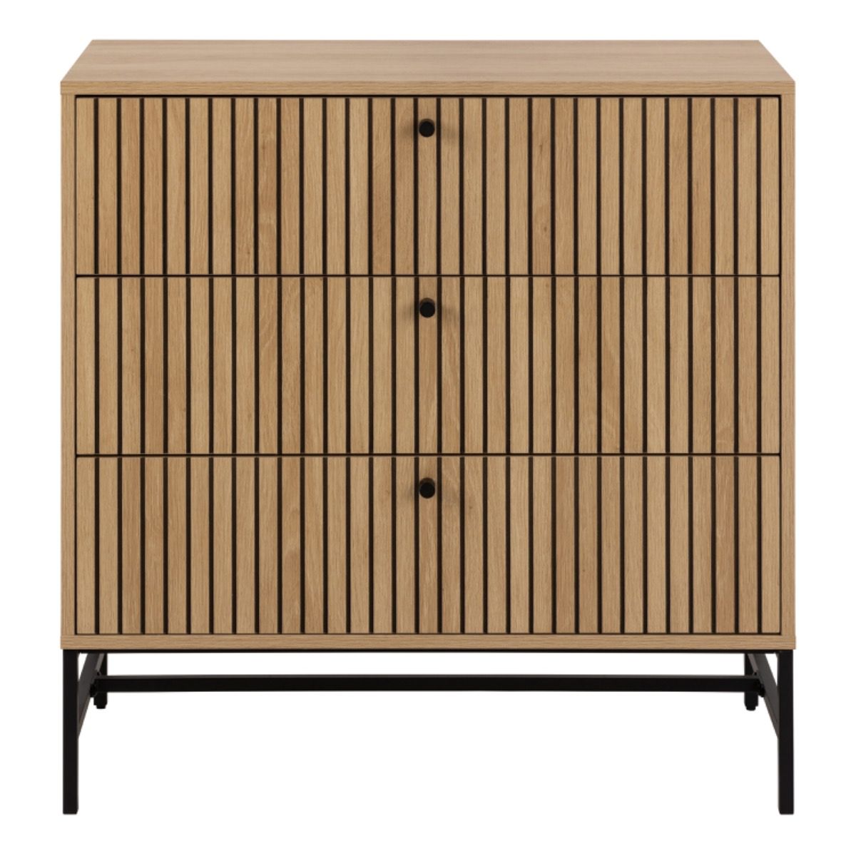 Albany Chest of 3 Drawers in Oak/Black Legs
