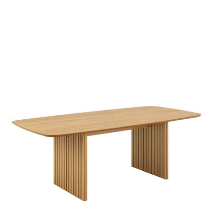 Christo Dining Table in Oak 220x105cm including 6 Lima Dining Chairs with Armrest in Black