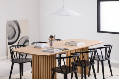 Christo Dining Table in Oak 220x105cm includes 6 Ida Dining Chairs in Black