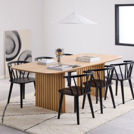 Christo Dining Table in Oak 220x105cm includes 6 Ida Dining Chairs in Black