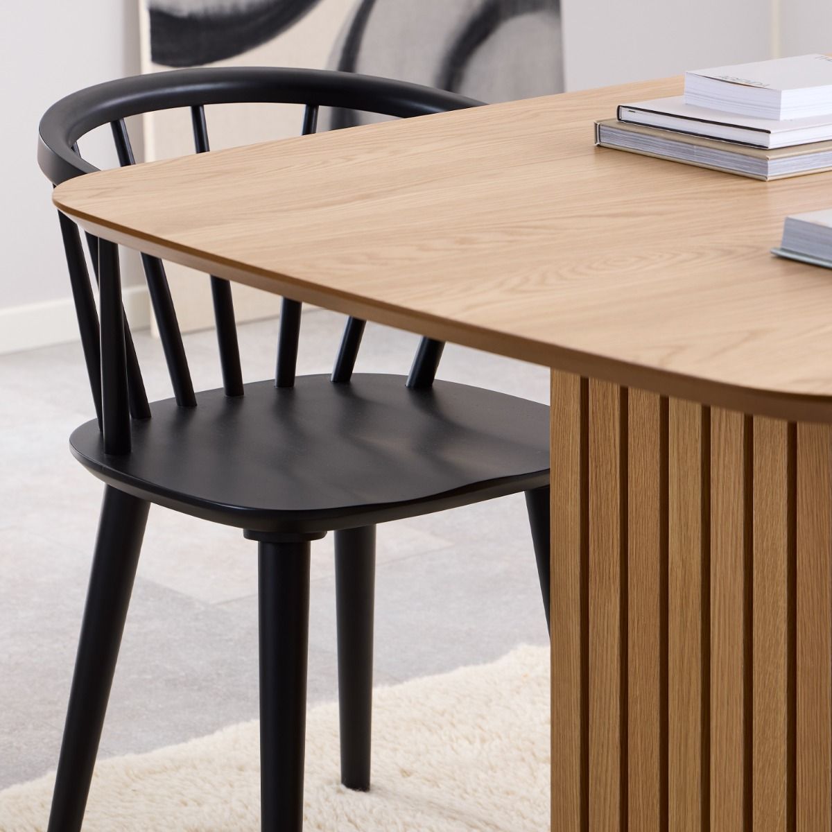 Christo Dining Table in Oak 220x105cm includes 6 Ida Dining Chairs in Black