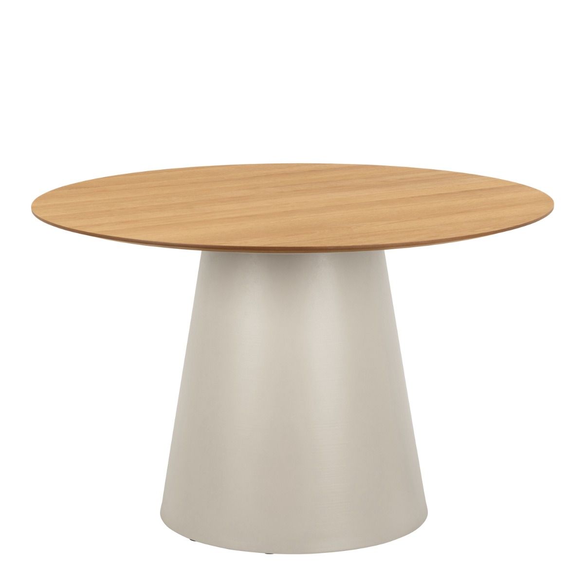 Soli Round Dining Table in Oak/Grey 120x120cm includes 4 Ella Swivel Beige Dining Chairs