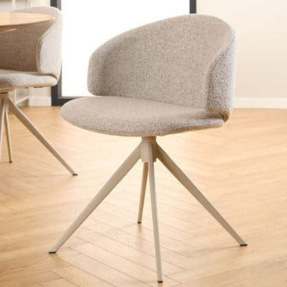 Soli Round Dining Table in Oak/Grey 120x120cm includes 4 Ella Swivel Beige Dining Chairs