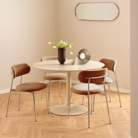 Ibiza Round Dining Table with Beige Top and Matt Beige Base 110x74cm