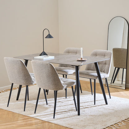 Wicklow Rectangular Dining Table in Grey/Black 140x80cm includes 4 Brooke Dining Chairs in Monza Beige