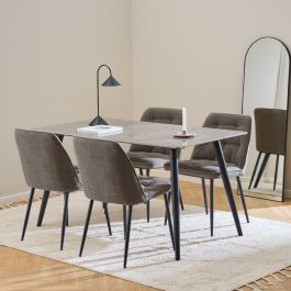 Wicklow Rectangular Dining Table in Grey/Black 140x80cm includes 4 Brooke Dining Chairs in Taupe