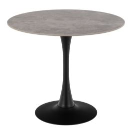 Malta Ceramic Round Dining Table Grey/Black 90x75cm