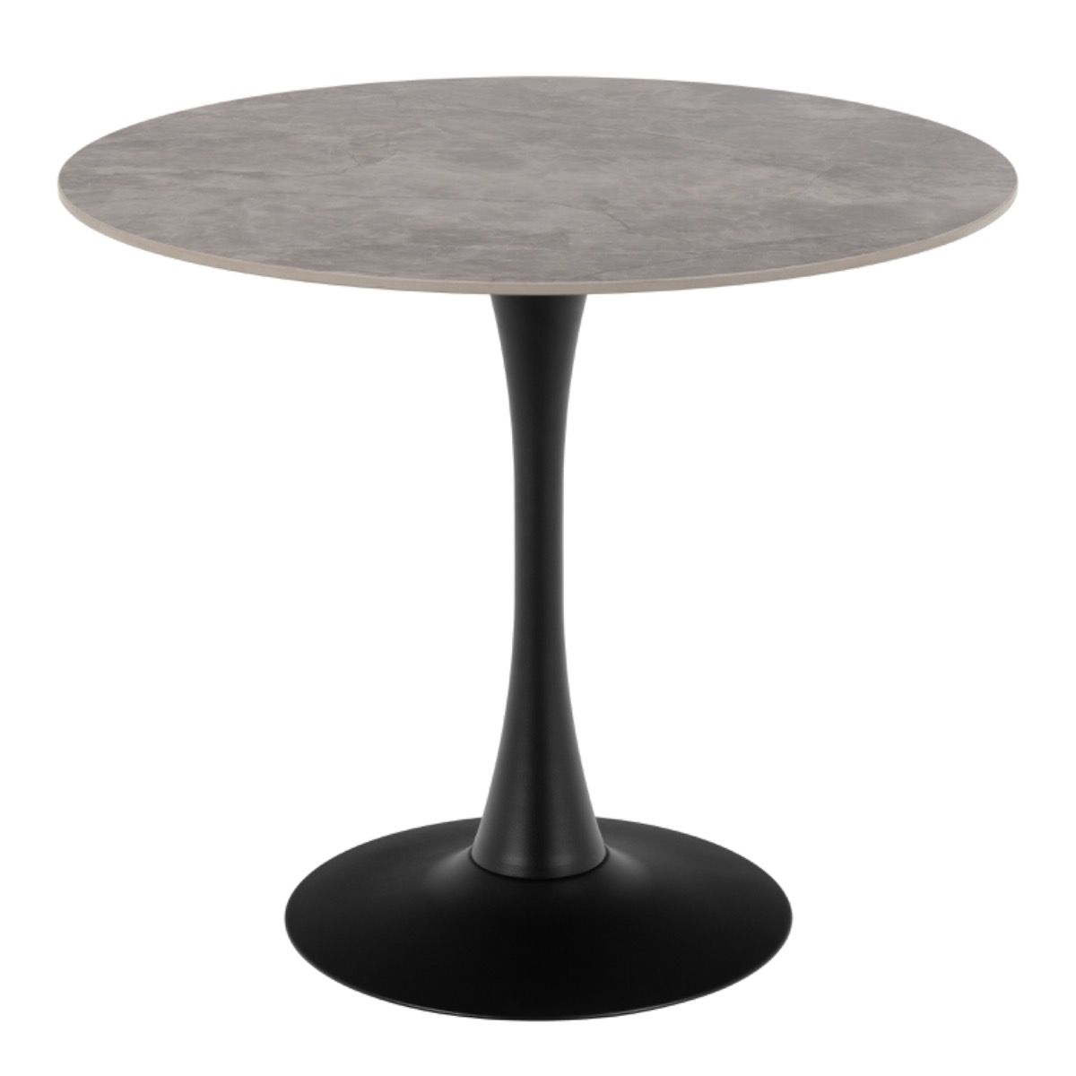 Malta Ceramic Round Dining Table Grey/Black 90x75cm