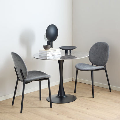 Malta Ceramic Round Dining Table Grey/Black 90x75cm