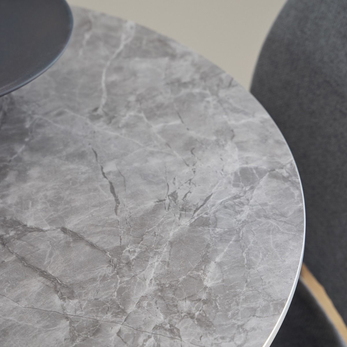 Malta Ceramic Round Dining Table Grey/Black 90x75cm