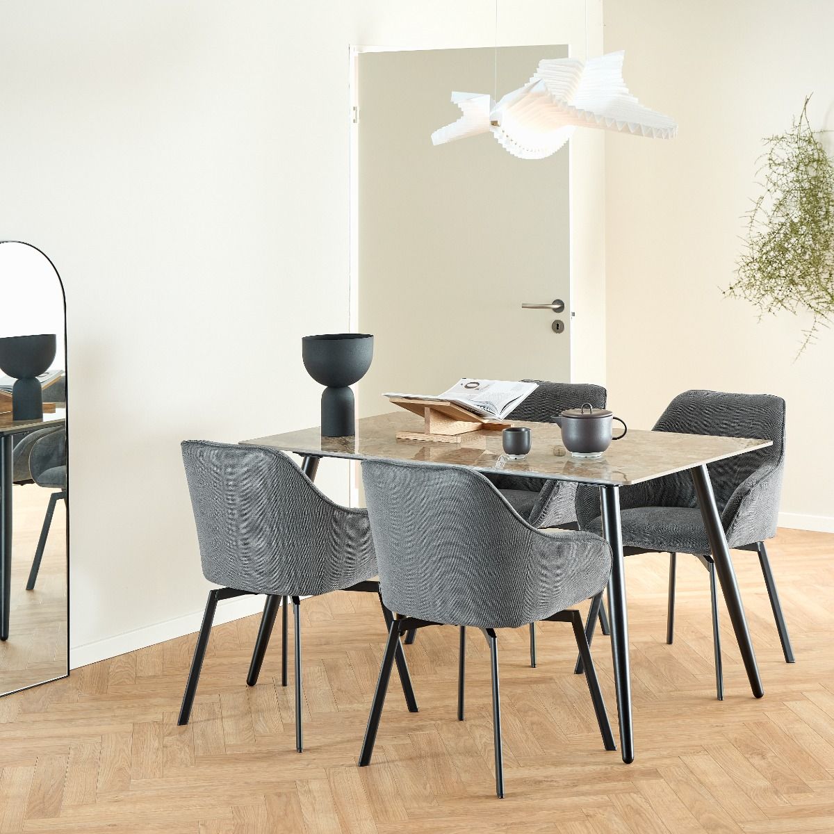 Wicklow Ceramic Dining Table Brown/Black 140x80cm