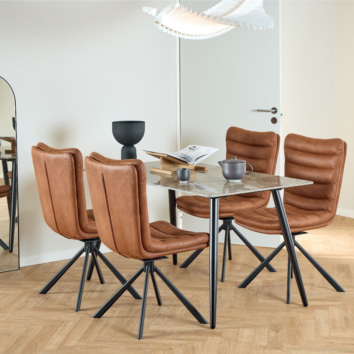 Wicklow Ceramic Dining Table Brown/Black 140x80cm