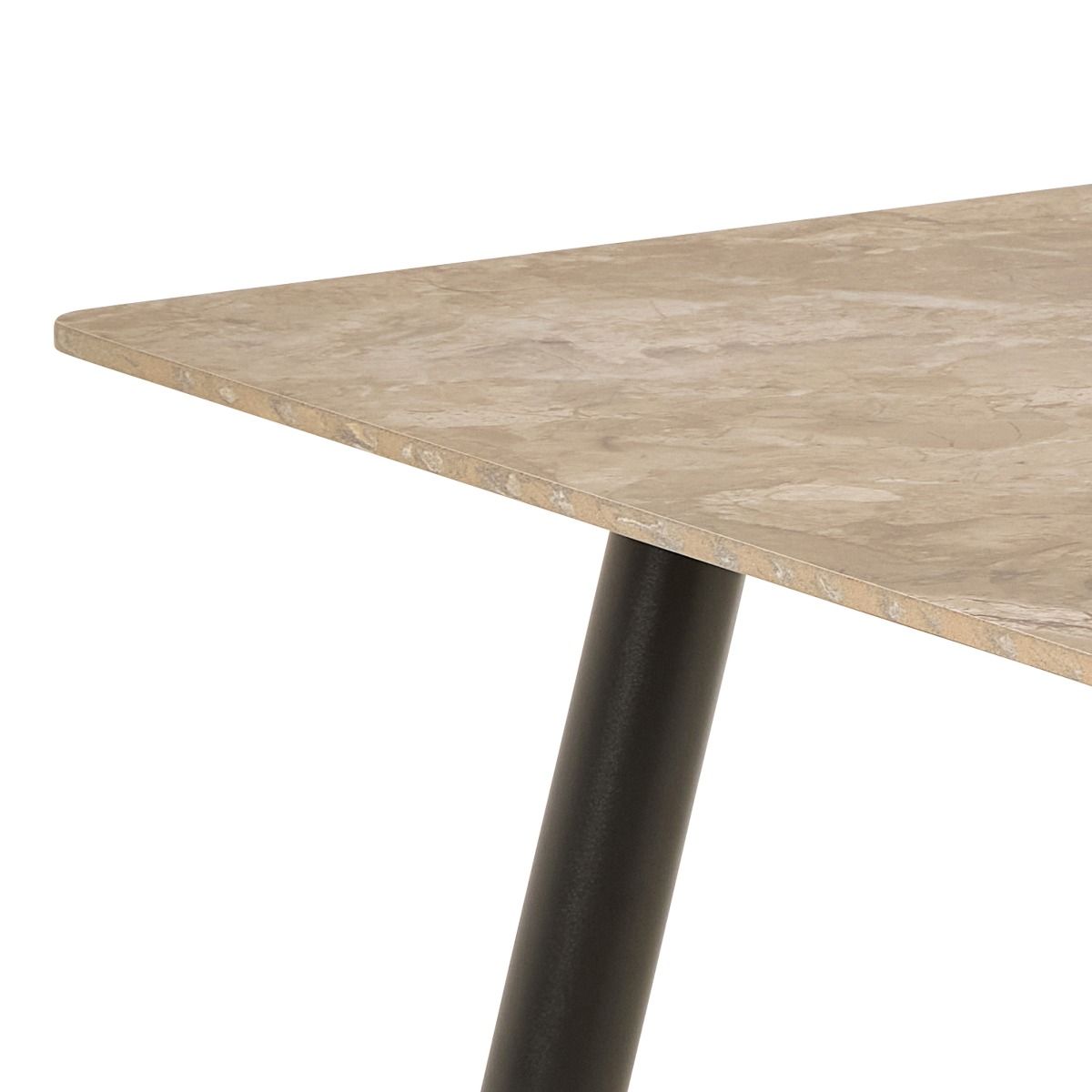 Wicklow Ceramic Dining Table Brown/Black 140x80cm includes 4 Brooke Dining Chairs in Taupe