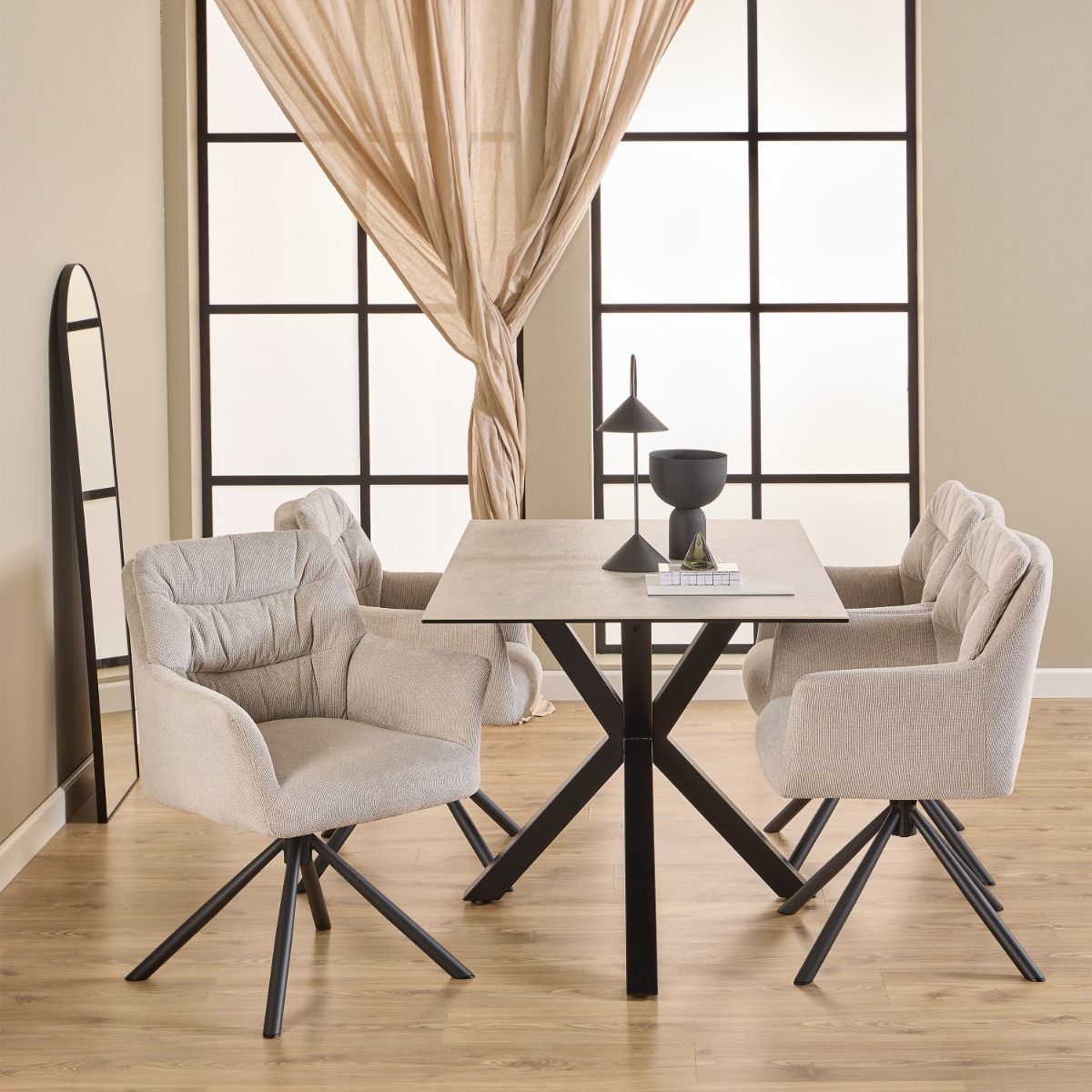 Heaven Dining Table with Ceramic Grey Top 135x75.5cm