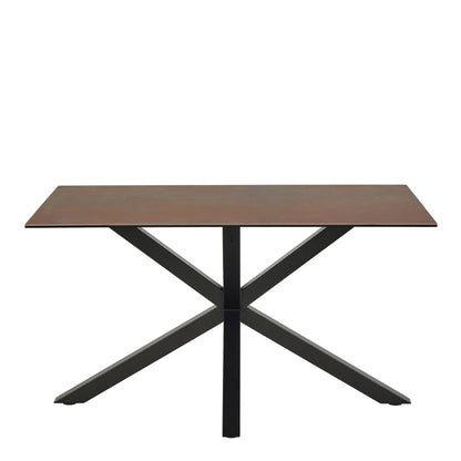 Heaven Dining Table with Ceramic Rusty Brown Top 135x80cm includes 4 Dean Beige Swivel Dining Chairs