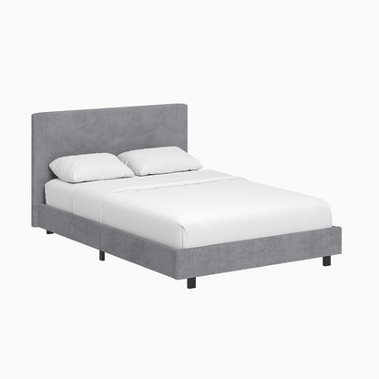Grey Small Double Bedframe Ribbed Fabric