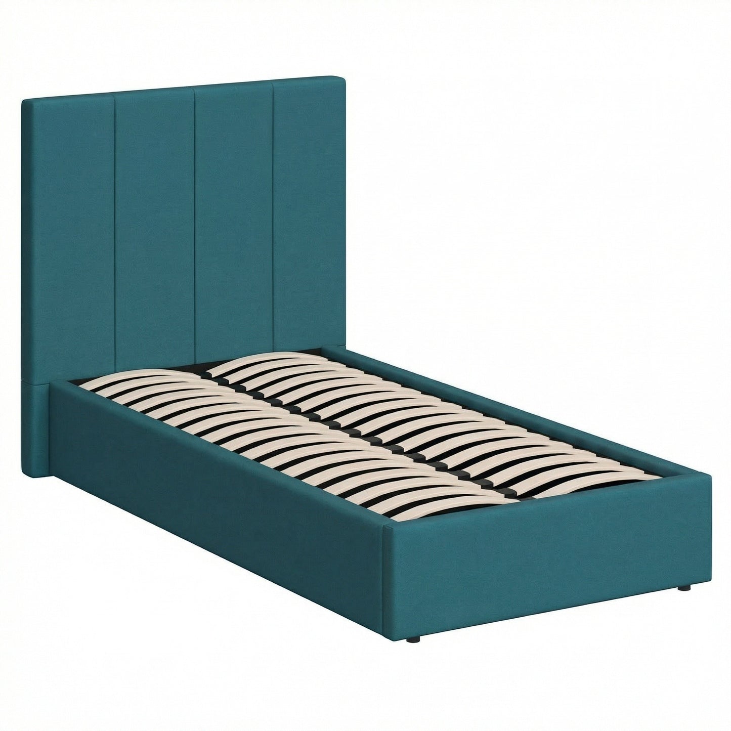Single Ottoman Storage Bedframe – Dolphin Blue Fabric