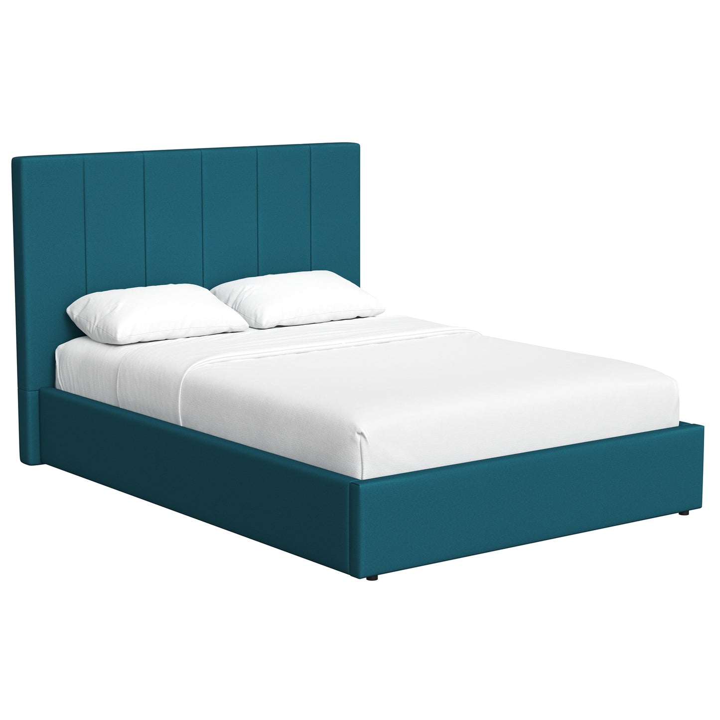 Double Size Ottoman Storage Bedframe – Dolphin Blue Fabric