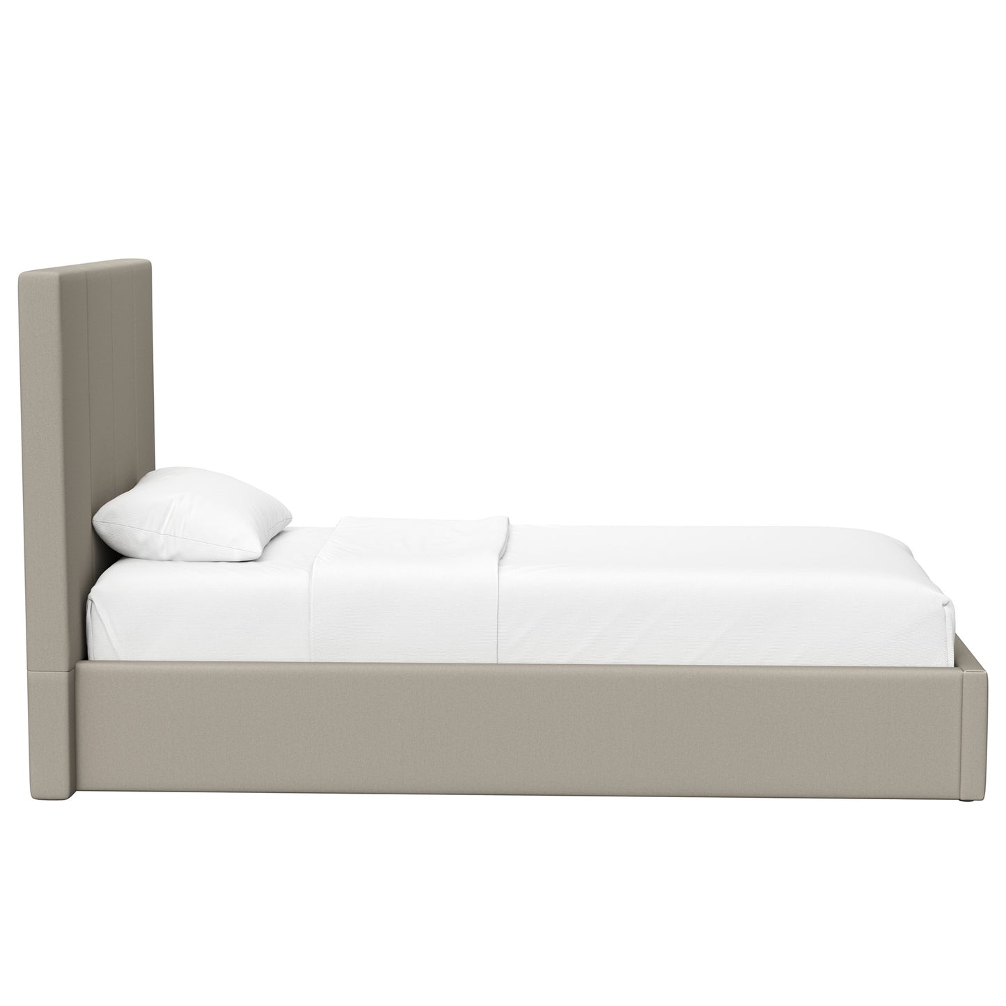 Single Ottoman Storage Bedframe – Oatmeal Fabric