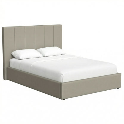 Double Size Ottoman Storage Bedframe – Oatmeal Fabric