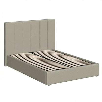 Double Size Ottoman Storage Bedframe – Marbled Sand Fabric