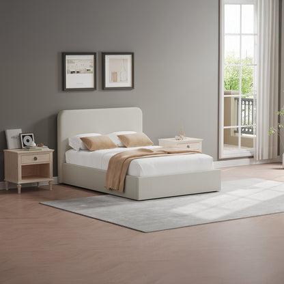 Beige Fabric Double Ottoman Storage Bedframe