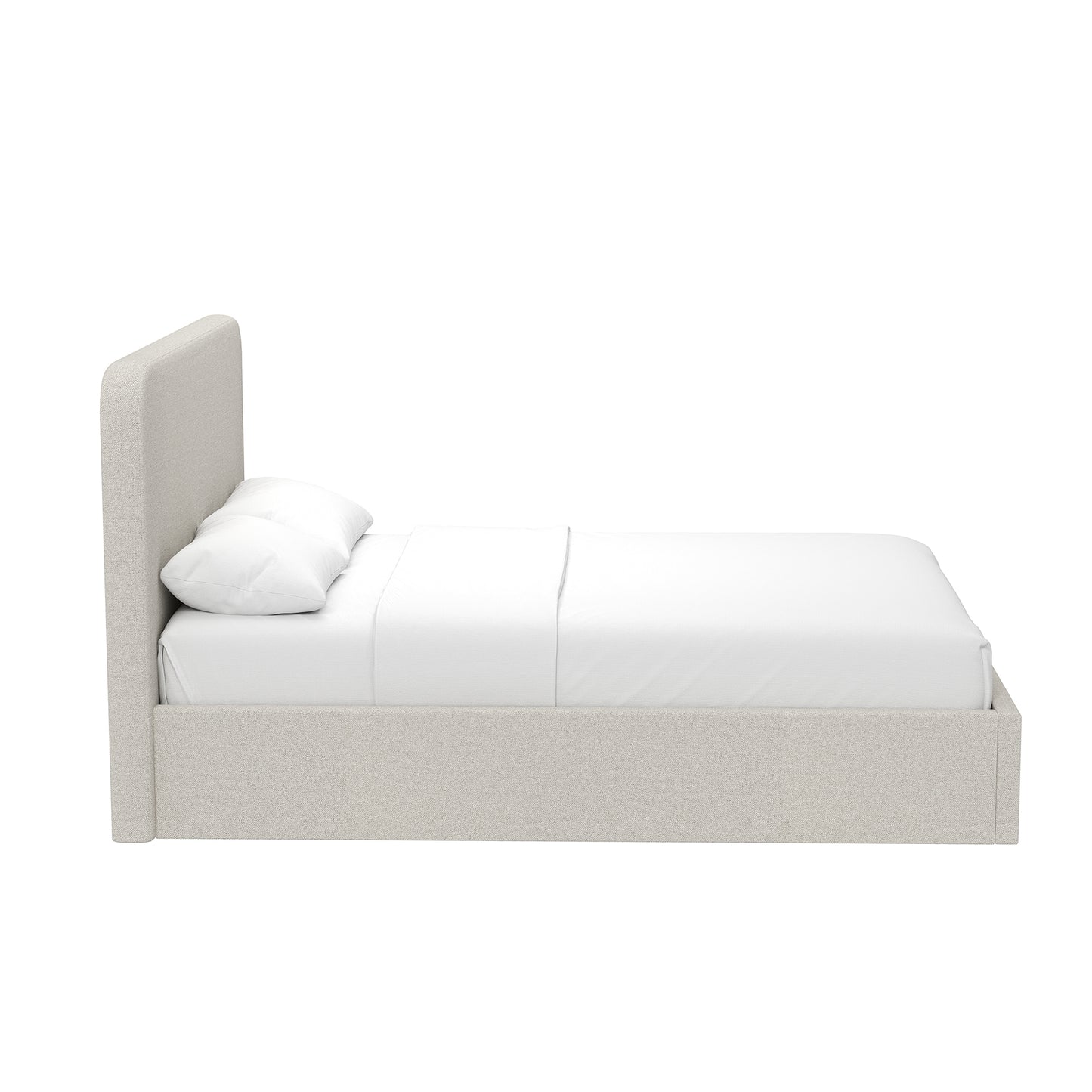 Beige Fabric Small Double Ottoman Storage Bedframe