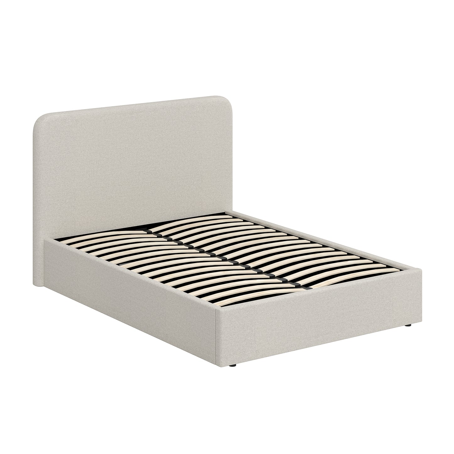 Beige Fabric Double Ottoman Storage Bedframe