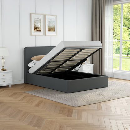 Grey Fabric Small Double Ottoman Storage Bedframe