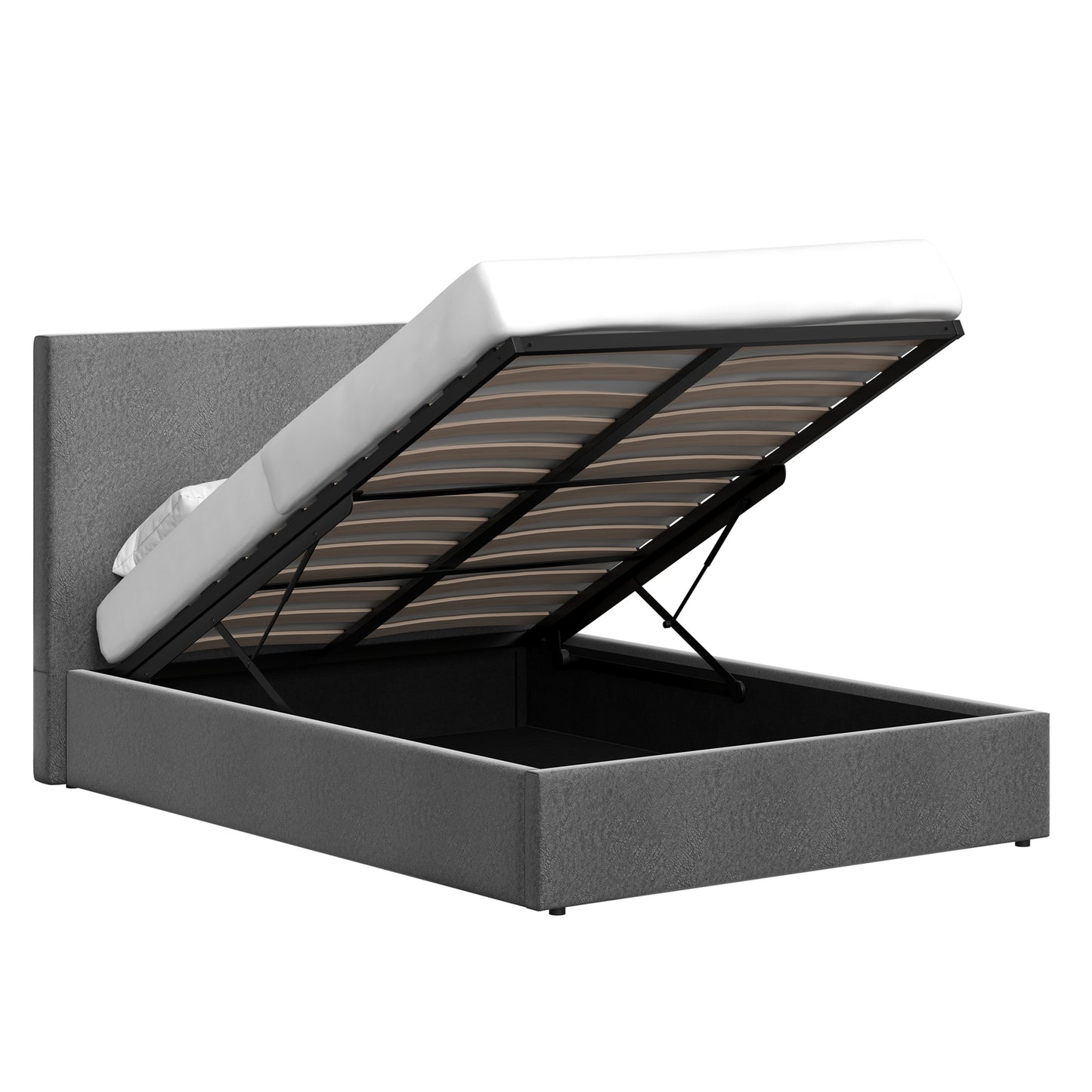 Double Size Ottoman Storage Bedframe – Fossil Grey Fabric