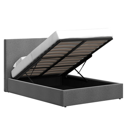 Double Size Ottoman Storage Bedframe – Fossil Grey Fabric