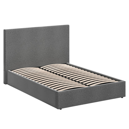 Double Size Ottoman Storage Bedframe – Fossil Grey Fabric