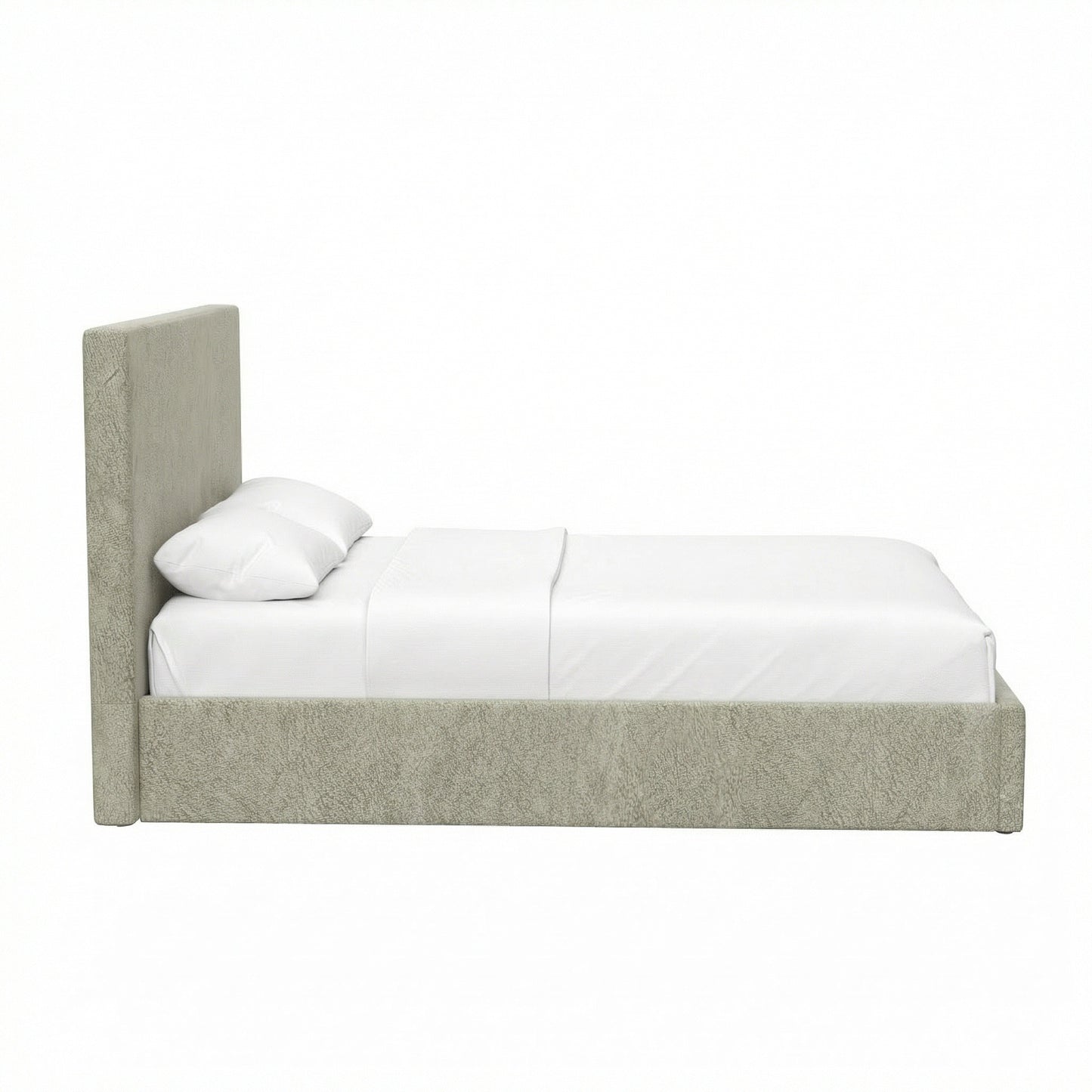 Small Double Ottoman Storage Bedframe – Marbled Sand Fabric