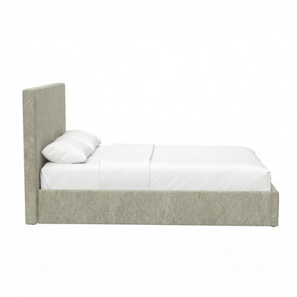 Small Double Ottoman Storage Bedframe – Marbled Sand Fabric