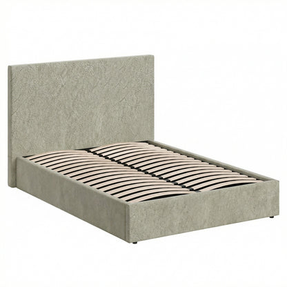 Small Double Ottoman Storage Bedframe – Marbled Sand Fabric