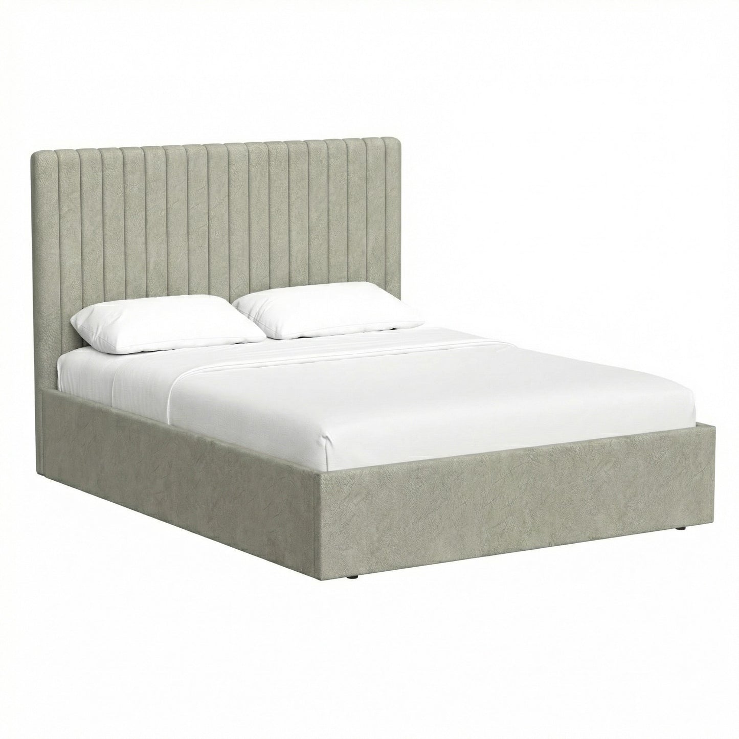 Double Size Tall Ottoman Storage Bedframe – Marbled Sand Fabric