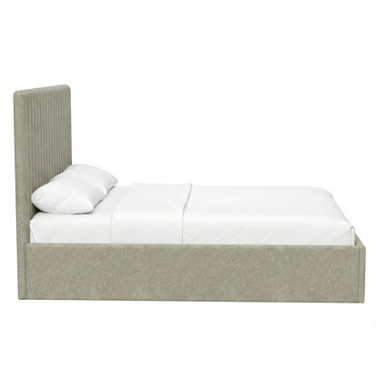 Double Size Tall Ottoman Storage Bedframe – Marbled Sand Fabric
