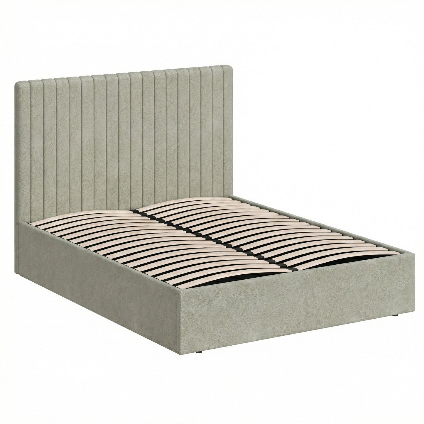 Double Size Tall Ottoman Storage Bedframe – Marbled Sand Fabric