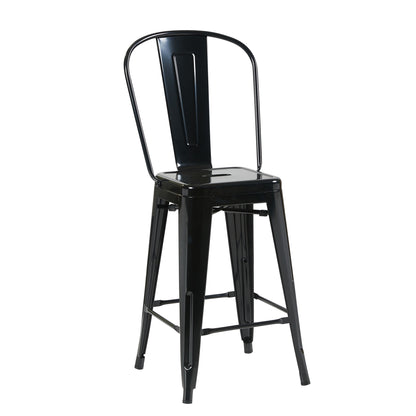 Bistro Pack of 4 24" Black Bar Chairs – Durable and Stylish