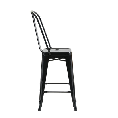 Bistro Pack of 4 24" Black Bar Chairs – Durable and Stylish
