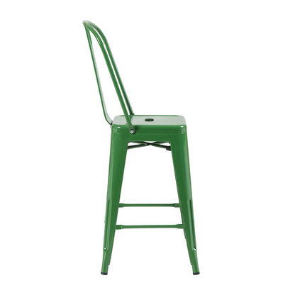 Bistro Pack of 4 24" Green Bar Chairs – Durable & Stylish