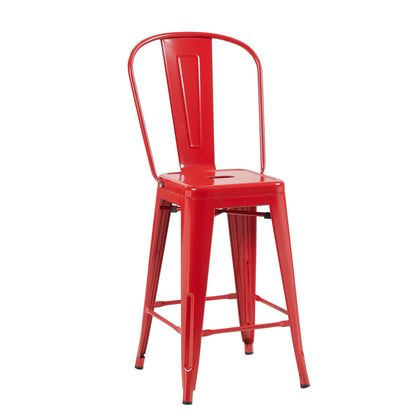 Bistro Pack of 4 24" Red Bar Chairs – Durable & Stylish