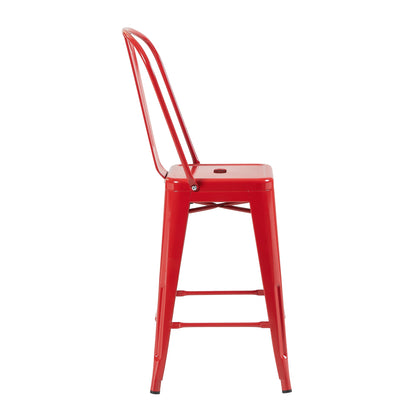 Bistro Pack of 4 24" Red Bar Chairs – Durable & Stylish