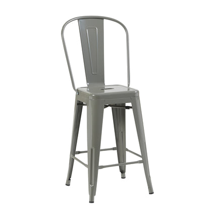 Bistro Pack of 4 24" Silver Bar Chairs – Stylish & Durable