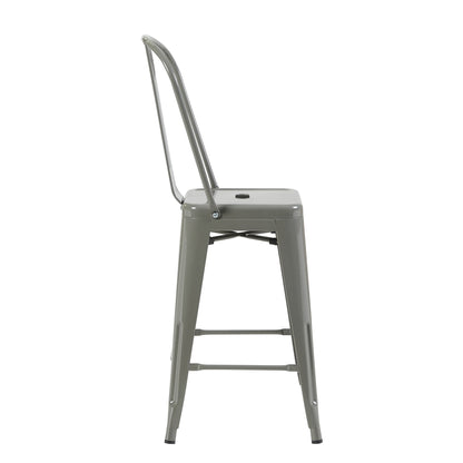 Bistro Pack of 4 24" Silver Bar Chairs – Stylish & Durable